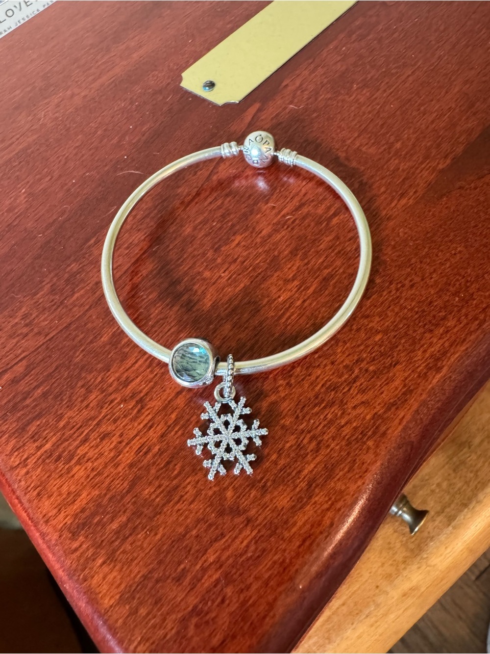 Authentic Pandora Sterling Silver Bangle Bracelet Set with 2 Holiday Charms